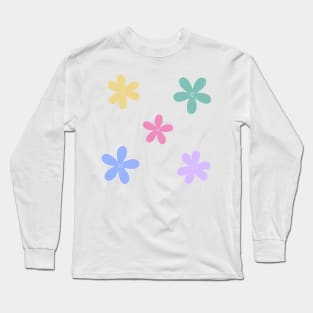 Abstract Flowers - Bright Danish Pastel Rainbow Long Sleeve T-Shirt